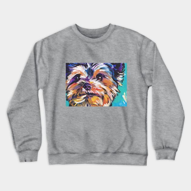 Yorkie Yorkshire Terrier Bright colorful pop dog art Crewneck Sweatshirt by bentnotbroken11